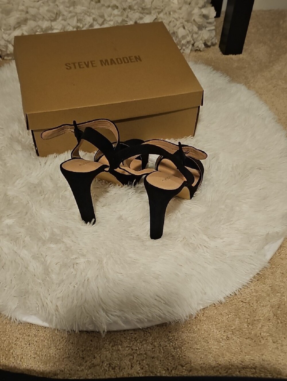 Madden Girl Black Suede Ankle Strap Heels - Picture 6 of 7